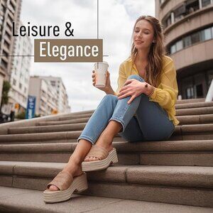 Monrovia Platform Raffia Straws Chunky Sandals Size 9 Like New